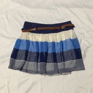 Blue striped belted skirt